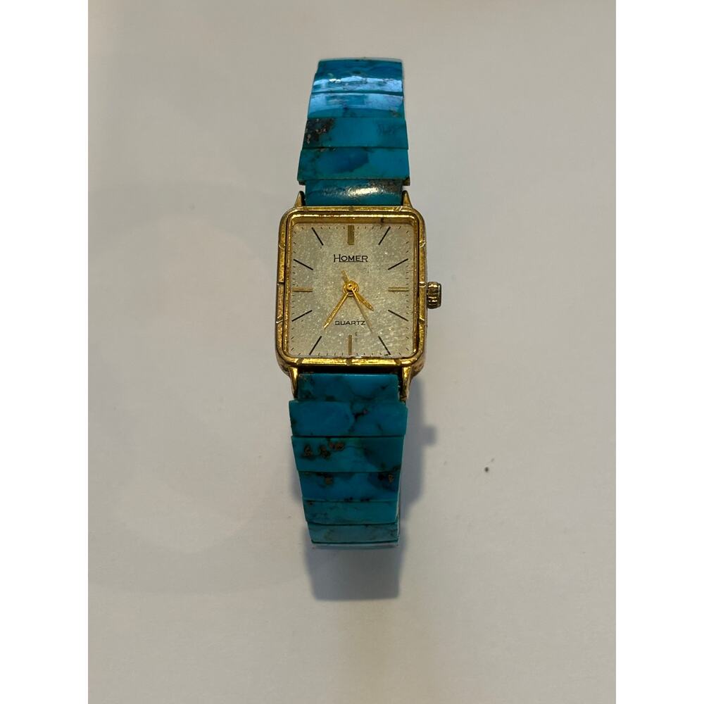 Vintage Homer Watch Genuine Turquoise Stretch Bracelet READ